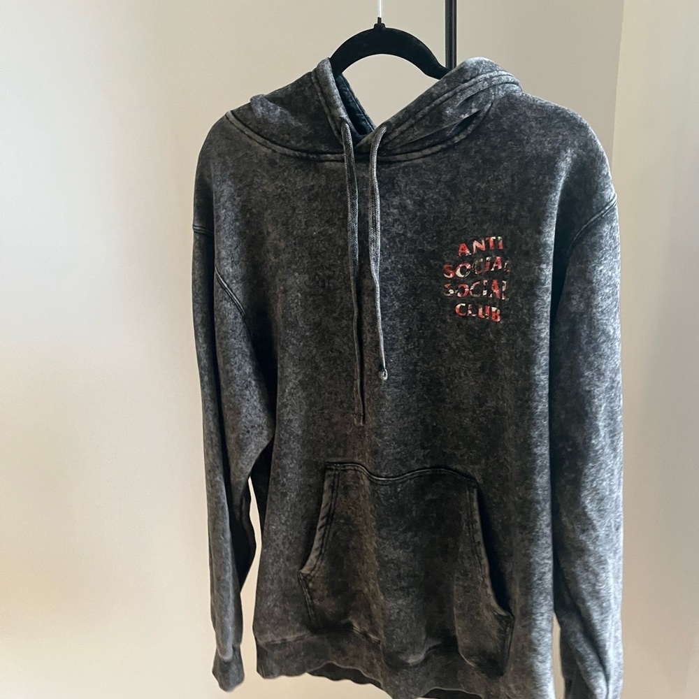 Anti Social Social Club Black Hoodie with Floral Logo